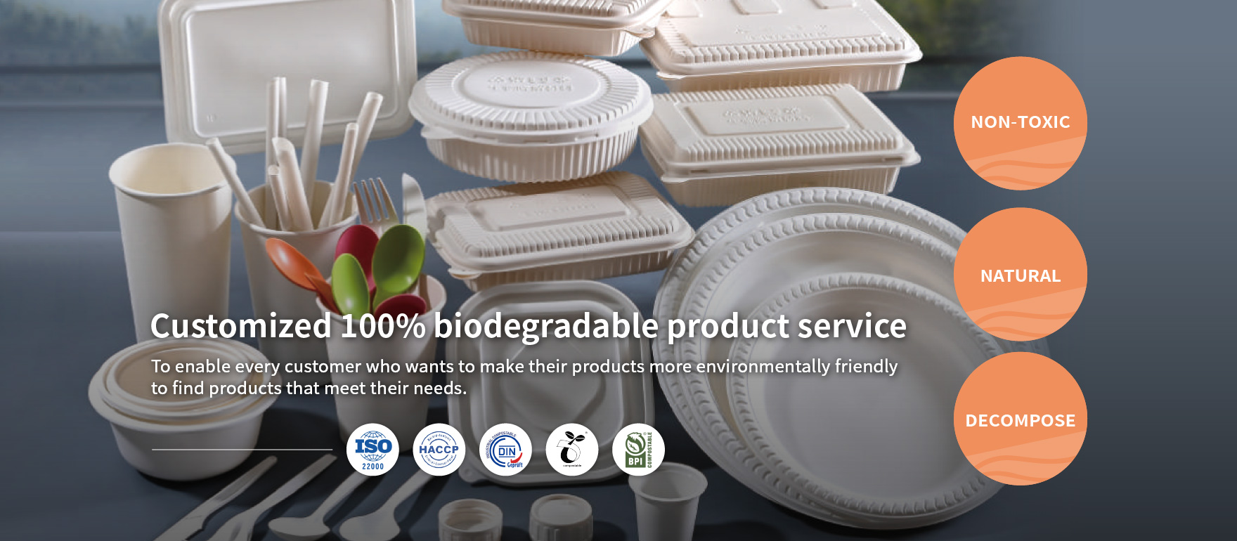 Customized 100% biodegradable product service